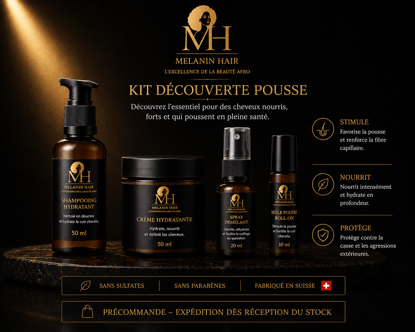 KIT DÉCOUVERTE POUSSE - POUR DES CHEVEUX PLUS LONGS - MELANIN HAIR