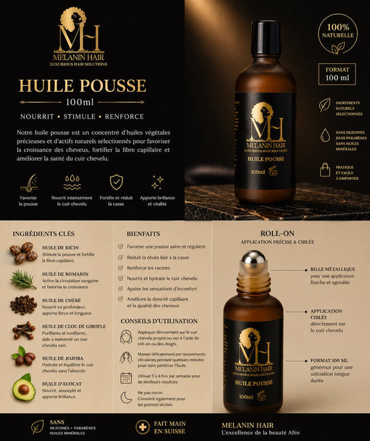 Huile Pousse Roll-On — Stimulation & Précision 100ml - MELANIN HAIR