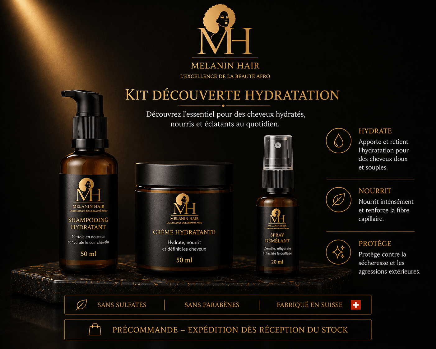 KIT DÉCOUVERTE HYDRATATION - CHEVEUX SECS & DÉSHYDRATÉS - MELANIN HAIR